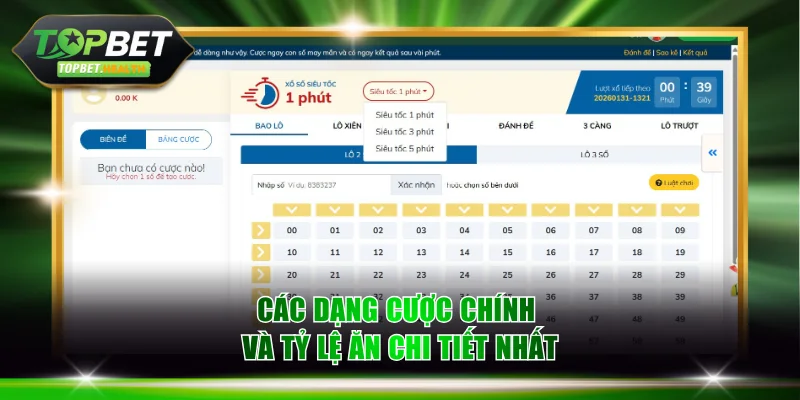 Các dạng cược chính và tỷ lệ ăn chi tiết nhất