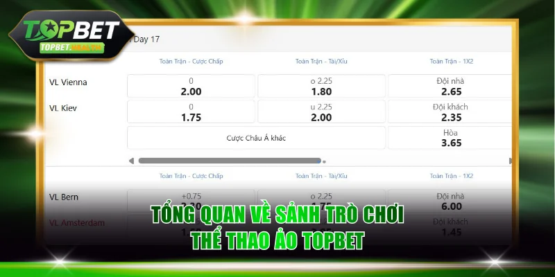Tổng quan về sảnh trò chơi thể thao ảo TOPBET